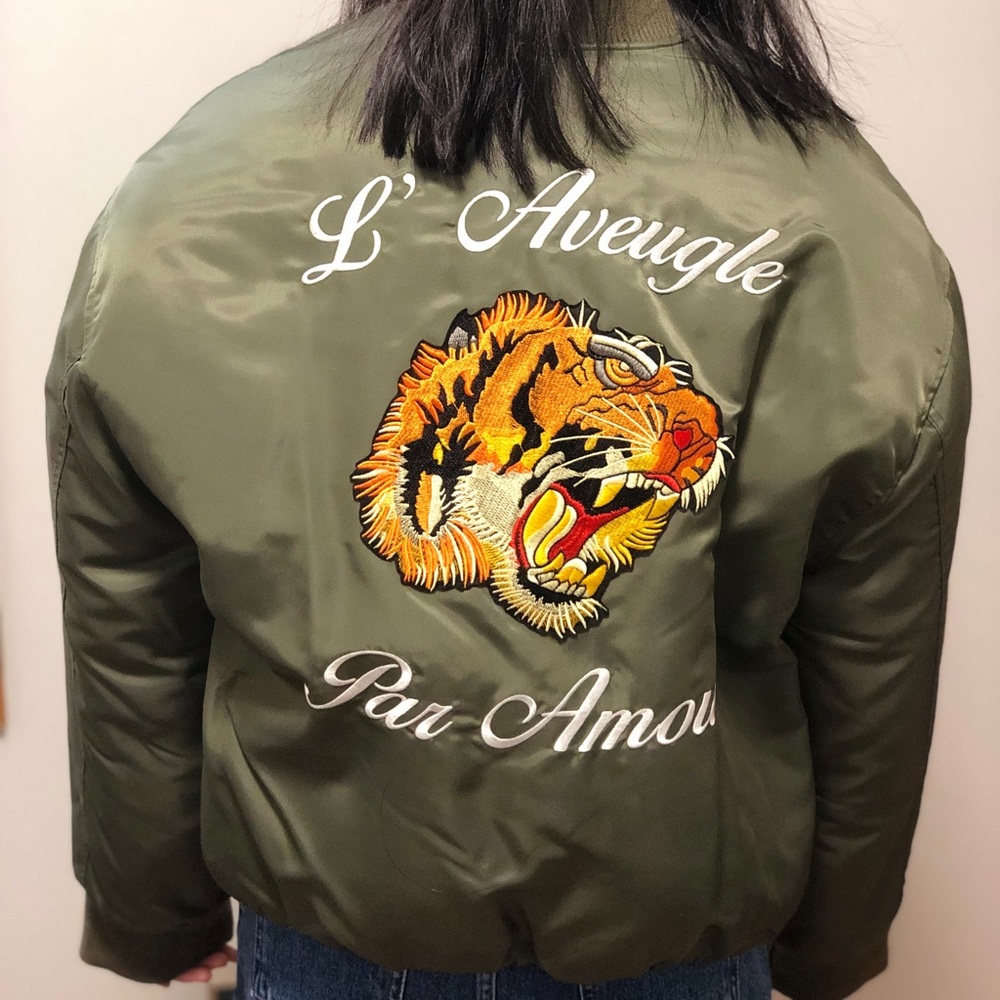 Stylenanda olive bomber jacket